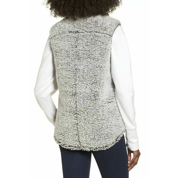 Thread & Supply Women's M Medium Fuzzy Arctic Fleece Sherpa Vest Charcoal Gray - Picture 3 of 8